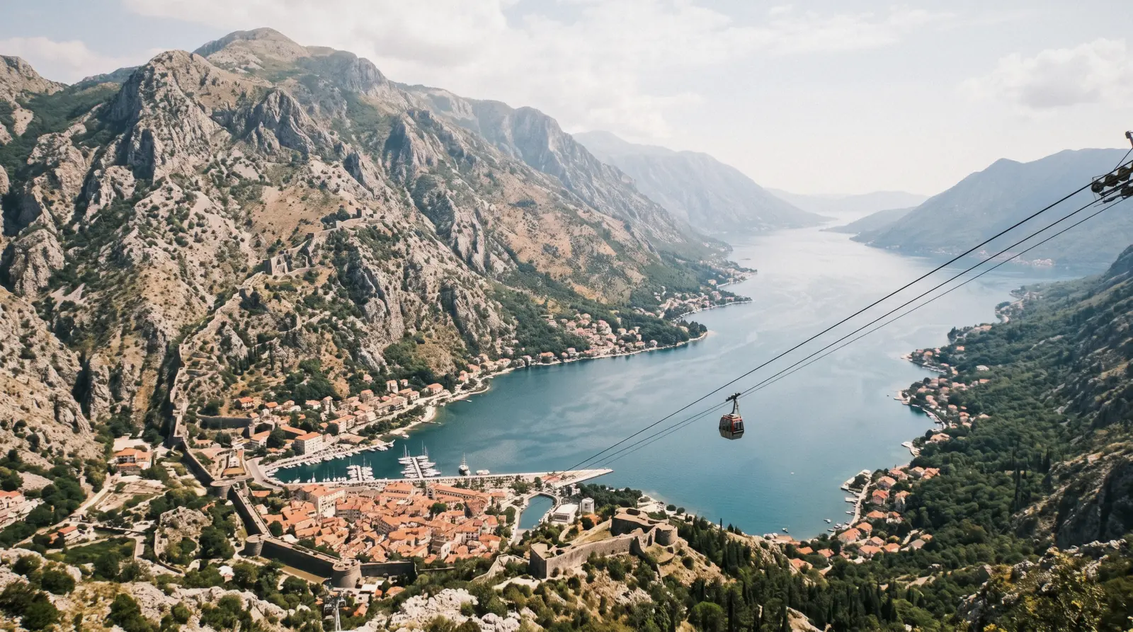 Hairpin road above the Bay of Kotor on the way to the mountain